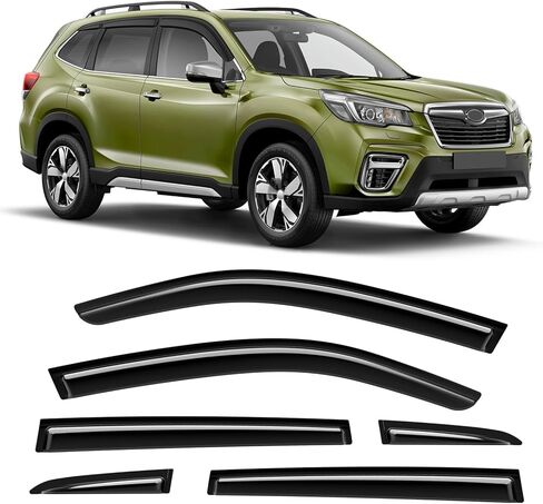 حراس المطر على الشريط متوافق مع Subaru Crosstrek Impreza 2024 2025 Black Extra Donting Sidrofling Window Flectors ، Windows ، Diplectors - 4 PCS in Kuwait