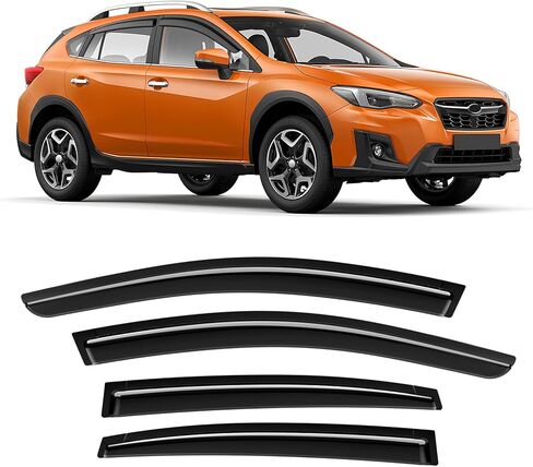 حراس المطر على الشريط متوافق مع Subaru Crosstrek Impreza 2024 2025 Black Extra Donting Sidrofling Window Flectors ، Windows ، Diplectors - 4 PCS in Kuwait