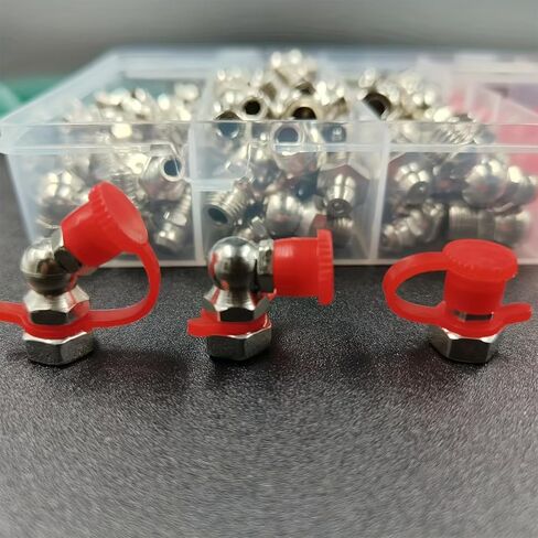 200pcs Stainless Steel Grease Nipple Set, M6 M8 M10 Straight & Elbow Zerks, 45° 90° 180° Hex Head Fittings for Automotive and Machinery Maintenance in Kuwait