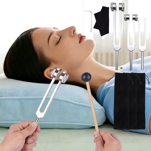 5PCS Professional Medical Hammers Sound Therapy, Aluminum Alloy Tuning Fork Set with Mallet & Storage Bag, For Relaxation & Essential Yoga in Saudi Arabia