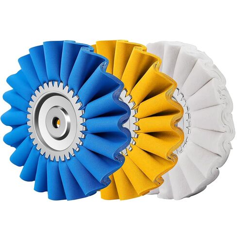 3PCS 10" x 5/8" Arbor S-Shape Airway Buffing Wheel Kit, Upgraded Flange-Free Hub, Angle Grinder Polishing Wheels for Mirror Finish on Semi Truck Wheels, Fuel Tanks, Bumpers, Steps & Diamond in Kuwait