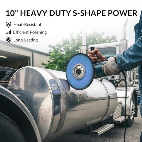 3PCS 10" x 5/8" Arbor S-Shape Airway Buffing Wheel Kit, Upgraded Flange-Free Hub, Angle Grinder Polishing Wheels for Mirror Finish on Semi Truck Wheels, Fuel Tanks, Bumpers, Steps & Diamond in Kuwait