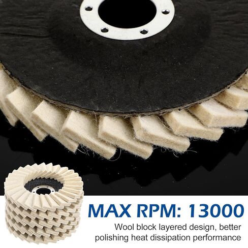 8 Pcs Wool Polishing Wheel Disc and Polishing Compounds Set Includes 5 Thicken Arbor Buffing Wheel 3 Buffing Compound 4 1/2 x 7/8 Inch Felt Flap Disc for Angle Grinder, Multi Surface in Saudi Arabia