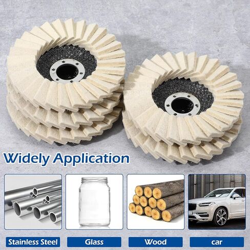 8 Pcs Wool Polishing Wheel Disc and Polishing Compounds Set Includes 5 Thicken Arbor Buffing Wheel 3 Buffing Compound 4 1/2 x 7/8 Inch Felt Flap Disc for Angle Grinder, Multi Surface in Saudi Arabia