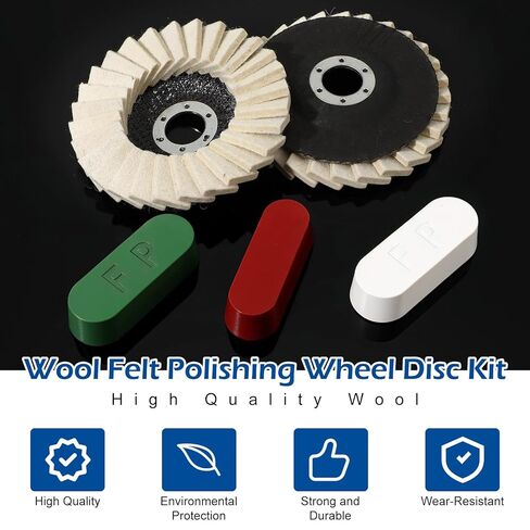 8 Pcs Wool Polishing Wheel Disc and Polishing Compounds Set Includes 5 Thicken Arbor Buffing Wheel 3 Buffing Compound 4 1/2 x 7/8 Inch Felt Flap Disc for Angle Grinder, Multi Surface in Saudi Arabia