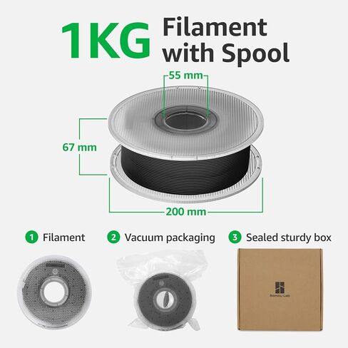 Bambu Lab 3D Printer Filament, 1.75mm PLA 3D Printing Filament Dimensional Accuracy +/- 0.03 mm, Fast Printing RFID PLA, No Warping & Tangling, 3D Print Material with Reusable 1kg Spool, Jade White in Kuwait