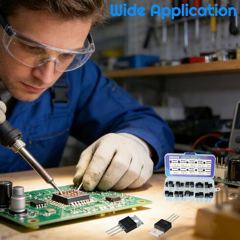 10Values 50pcs IRFZ44N, IRF510N, IRF520, IRF530N, IRF540N, IRF640N, IRF740, IRF840, IRF3205, IRF9540 Series MOSFET Transistor Components, Combination kit TO-220 in Kuwait