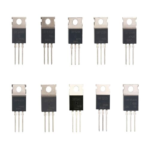 10Values 50pcs IRFZ44N, IRF510N, IRF520, IRF530N, IRF540N, IRF640N, IRF740, IRF840, IRF3205, IRF9540 Series MOSFET Transistor Components, Combination kit TO-220 in Kuwait