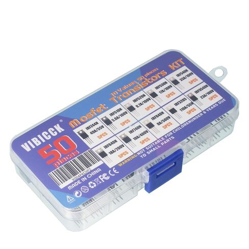 10Values 50pcs IRFZ44N, IRF510N, IRF520, IRF530N, IRF540N, IRF640N, IRF740, IRF840, IRF3205, IRF9540 Series MOSFET Transistor Components, Combination kit TO-220 in Kuwait