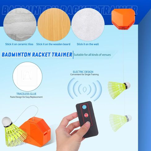 Badminton Training Tool, Electric Badminton Rebounder with Remote Control, Auto Adjustable Height Solo Trainer, Indoor Self Practice Equipment for Kids Adults, Portable Home Gym Workout Tool in Saudi Arabia