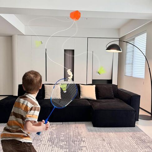 Badminton Training Tool, Electric Badminton Rebounder with Remote Control, Auto Adjustable Height Solo Trainer, Indoor Self Practice Equipment for Kids Adults, Portable Home Gym Workout Tool in Saudi Arabia