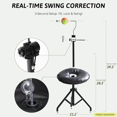 مساعد تدريب التنس، تمرين التنس توب سبين سريع ومتقن ضربات أرضية قوية، معدات تدريب التنس للمبتدئين واللاعبين المتوسطين in Kuwait