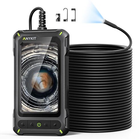 Anykit Endoscope Camera with Light, 1080P Industrial Endoscope Camera with 0.3 Slim Probe, 4.3" HD Screen Snake Cam, 33 FT Semi-Rigid Cable Bore Scope for Pipe, Engine, Inside Wall IP67 Waterproof in Kuwait
