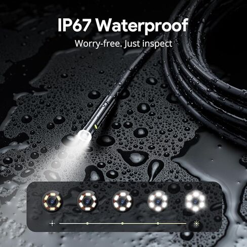 DEPSTECH Dual Lens Borescope Camera with Light, HD Endoscope, 4.3'' IPS Screen, Inspection IP67 Waterproof, 16.5ft Semi-Rigid Snake Camera Cable for Car Wall Drain Pipe in Kuwait