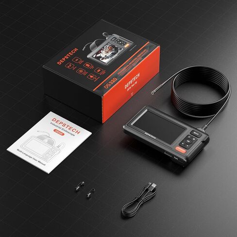 DEPSTECH Dual Lens Borescope Camera with Light, HD Endoscope, 4.3'' IPS Screen, Inspection IP67 Waterproof, 16.5ft Semi-Rigid Snake Camera Cable for Car Wall Drain Pipe in Kuwait