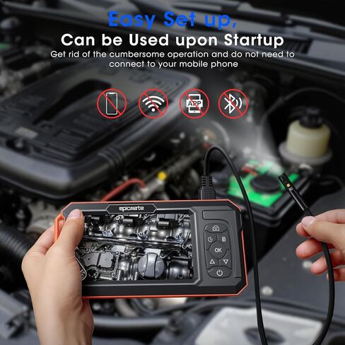 Triple Lens Borescope with 5" IPS Screen, 1920P HD Inspection Endoscope Camera with 50FT Semi-Rigid Snake Cable & 32GB Card, IP67 Waterproof Plumbing Camera for Sewer/Automotive/Drain Pipe in Kuwait