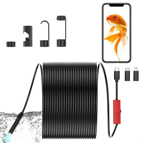 Endoscope Camera with Light, 1920P HD Borescope Camera with Light,Semi-Rigid Inspection Endoscope with 8 Adjustable LED, IP68 Waterproof Drain Scope Camera for for iOS/Android,16.4ft in Saudi Arabia