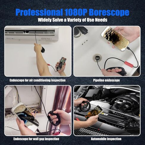 Endoscope Camera with Light, 1920P HD Borescope Camera with Light,Semi-Rigid Inspection Endoscope with 8 Adjustable LED, IP68 Waterproof Drain Scope Camera for for iOS/Android,16.4ft in Saudi Arabia