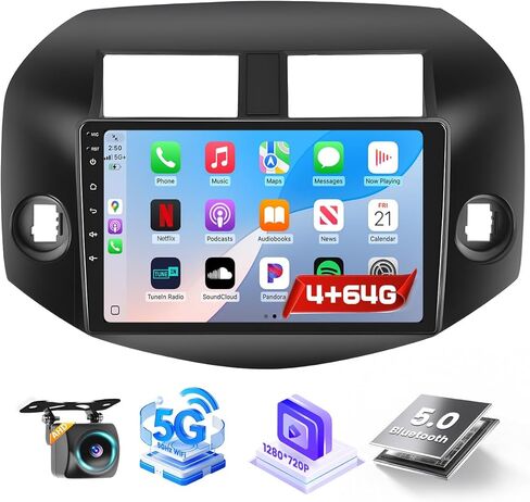 Roinvou 2+64G Radio for Toyota RAV4 2006-2012 Android 13 Car Stereo Wireless Carplay, 10.1 inch Touch Screen for RAV4 Android Auto, Bluetooth, Mirror Link, GPS, WiFi, SWC, HiFi + AHD Backup Camera in Kuwait