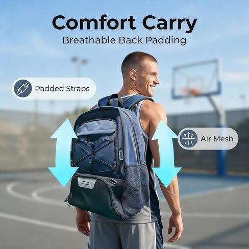 حقيبة ظهر رياضية سعة 35 لترًا مع حجرات للأحذية والكرة جيدة التهوية، وحقيبة رياضية مقاومة للماء لكرة السلة وكرة القدم والكرة الطائرة والسفر in Kuwait