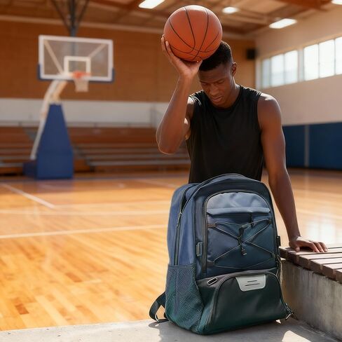 حقيبة ظهر رياضية سعة 35 لترًا مع حجرات للأحذية والكرة جيدة التهوية، وحقيبة رياضية مقاومة للماء لكرة السلة وكرة القدم والكرة الطائرة والسفر in Kuwait