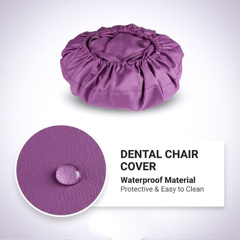 طقم أغطية كراسي الأسنان مكون من 4 قطع - جلد بولي يوريثان بالكامل، حافظة واقية مقاومة للماء ومرنة لمعدات طبيب الأسنان (متوسط ​​الحجم، أرجواني) in Kuwait