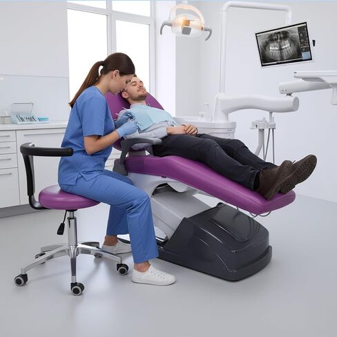 طقم أغطية كراسي الأسنان مكون من 4 قطع - جلد بولي يوريثان بالكامل، حافظة واقية مقاومة للماء ومرنة لمعدات طبيب الأسنان (متوسط ​​الحجم، أرجواني) in Kuwait