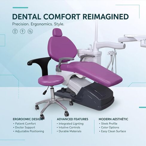 طقم أغطية كراسي الأسنان مكون من 4 قطع - جلد بولي يوريثان بالكامل، حافظة واقية مقاومة للماء ومرنة لمعدات طبيب الأسنان (متوسط ​​الحجم، أرجواني) in Kuwait