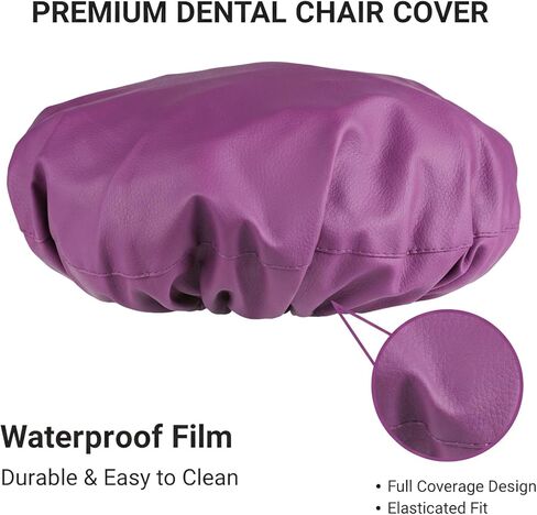 طقم أغطية كراسي الأسنان مكون من 4 قطع - جلد بولي يوريثان بالكامل، حافظة واقية مقاومة للماء ومرنة لمعدات طبيب الأسنان (متوسط ​​الحجم، أرجواني) in Kuwait