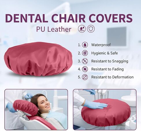 طقم أغطية كراسي الأسنان مكون من 4 قطع - جلد بولي يوريثان بالكامل، حافظة واقية مقاومة للماء ومرنة لمعدات طبيب الأسنان (متوسط ​​الحجم، أرجواني) in Kuwait