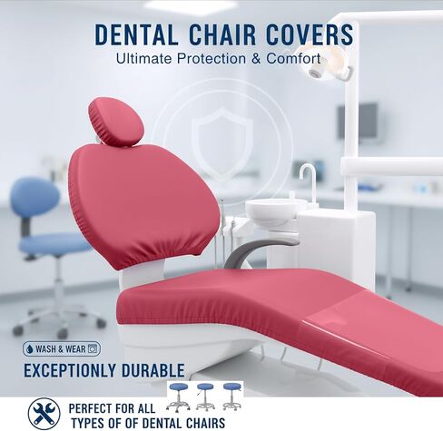 طقم أغطية كراسي الأسنان مكون من 4 قطع - جلد بولي يوريثان بالكامل، حافظة واقية مقاومة للماء ومرنة لمعدات طبيب الأسنان (متوسط ​​الحجم، أرجواني) in Kuwait