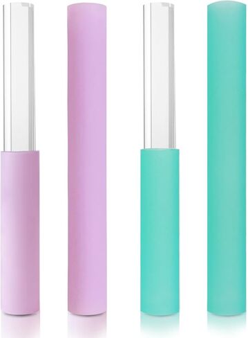 4 Pcs Singing Bowl Mallet Set Includes Solid and Hollow Acrylic Silicone Rubber Striker Mallet for Playing Quartz Crystal Singing Bowls with Bundle Pocket(PurpleGreen) in Kuwait