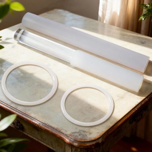 4 Pcs Singing Bowl Mallet And Silicone O Ring Set,Include 2 Acrylic Rubber Mallet Striker,2 Silicone Cushion for Playing Quartz Crystal Singing Bowls(White) in Kuwait