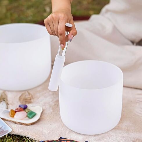 4 Pcs Singing Bowl Mallet And Silicone O Ring Set,Include 2 Acrylic Rubber Mallet Striker,2 Silicone Cushion for Playing Quartz Crystal Singing Bowls(White) in Kuwait