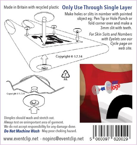 مشابك السباق Happy، Running Snap-Lock لتأمين أرقام الجري وركوب الدراجات. مصنوعة من البلاستيك المعاد تدويره الأصلي والأفضل لعام 2012. in Kuwait