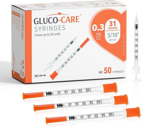 0.3 ml/cc Syringes 31G x 5/16’’ (8mm), Orange Cap, Box of 50 pcs in Kuwait