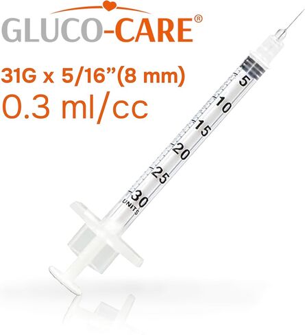 0.3 ml/cc Syringes 31G x 5/16’’ (8mm), Orange Cap, Box of 50 pcs in Kuwait