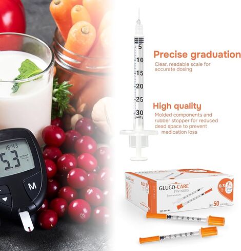 0.3 ml/cc Syringes 31G x 5/16’’ (8mm), Orange Cap, Box of 50 pcs in Kuwait