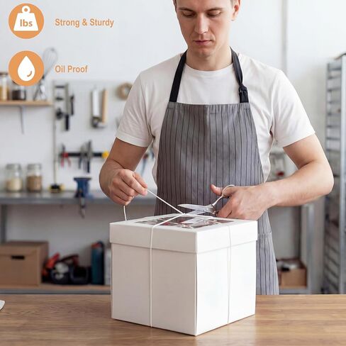 ألواح + علب كيك مقاس 12 بوصة مع نافذة شفافة (15 عبوة) - ورق مقوى قوي، سهل التجميع، حاملات كيك للاستعمال مرة واحدة لحفلات الزفاف وأعياد الميلاد والمناسبات الخاصة (12 × 12 × 12 بوصة) in Kuwait