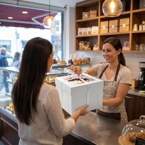 ألواح + علب كيك مقاس 12 بوصة مع نافذة شفافة (15 عبوة) - ورق مقوى قوي، سهل التجميع، حاملات كيك للاستعمال مرة واحدة لحفلات الزفاف وأعياد الميلاد والمناسبات الخاصة (12 × 12 × 12 بوصة) in Kuwait