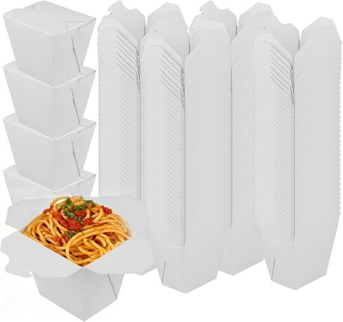 100 Packs 16 Oz Kraft Paper To Go Box, White Chinese Take Out Container, Paper Takeout Boxes Chinese Food Boxes for Parties, Catering, Restaurants in Saudi Arabia
