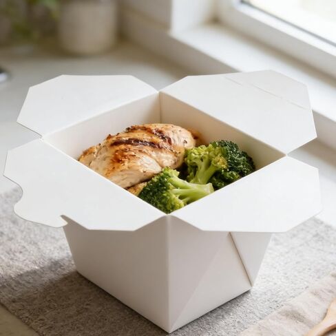 100 Packs 16 Oz Kraft Paper To Go Box, White Chinese Take Out Container, Paper Takeout Boxes Chinese Food Boxes for Parties, Catering, Restaurants in Saudi Arabia