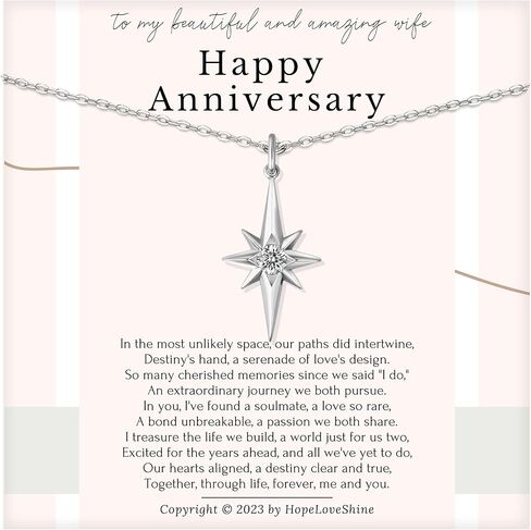 HOPE LOVE SHINE Promise Anniversary Necklace - Jewelry Gift for Girlfriend - Necklace for Women - Valentines Day, Wedding, Anniversary, Long Distance Relationship Gifts - Unique Necklaces for Couples in Kuwait