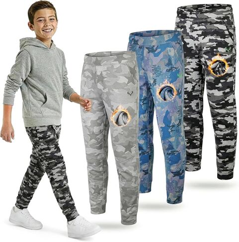 Boys Jogger Pants Bundle Pack – Fleece Pajama Bottoms with Signature Design, Side Pockets, Cozy, Durable Daily Wear in Kuwait
