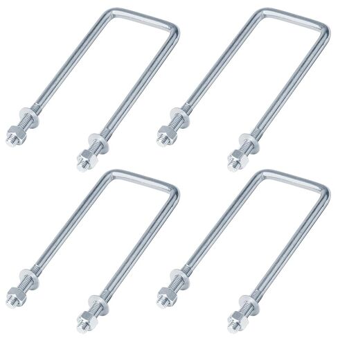4 PCS 3" Wide Square U-Bolt, 1/2" x 3-1/8" x 8" Square Boat Trailer U Bolts Clamp, Electro-Galvanized in Saudi Arabia