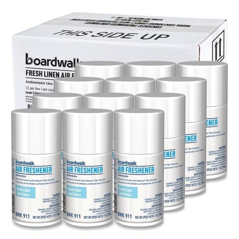 Boardwalk Metered Air Freshener Refill, 12-Pack, 7 oz Aerosol Spray, Fresh Linen Scent, Fits Most Standard Dispensers, Lasts For 30 Days in Saudi Arabia