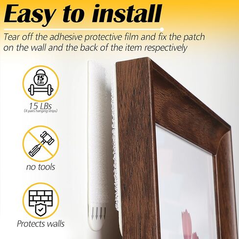 شماعات الصور شديدة التحمل من LuBanSir، شرائط تعليق الصور بدون أظافر بوزن 15 رطل للإطارات الكبيرة، 40 زوجًا in Kuwait