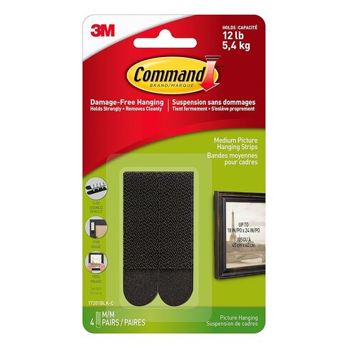 8 Pack Medium Black Adhesive Picture Hanger Strips in Saudi Arabia