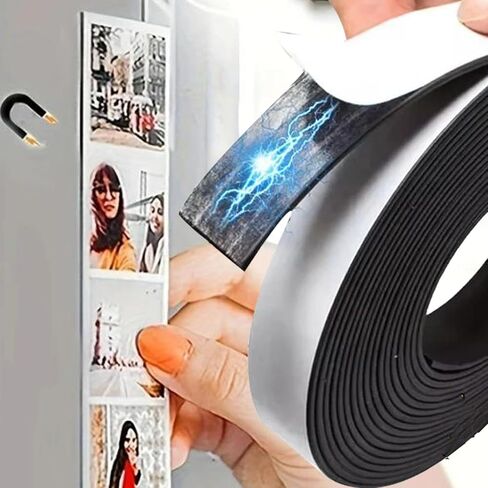 1M Self Adhesive Magnetic Strips Strong Magnetic Tape Flexible Magnet Strip for Fridge DIY Photo Poster Office Rubber Magnets (L,1.5 * 0.1 * 100cm) in Saudi Arabia