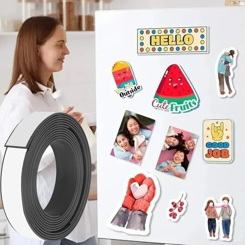 1M Self Adhesive Magnetic Strips Strong Magnetic Tape Flexible Magnet Strip for Fridge DIY Photo Poster Office Rubber Magnets (L,1.5 * 0.1 * 100cm) in Saudi Arabia